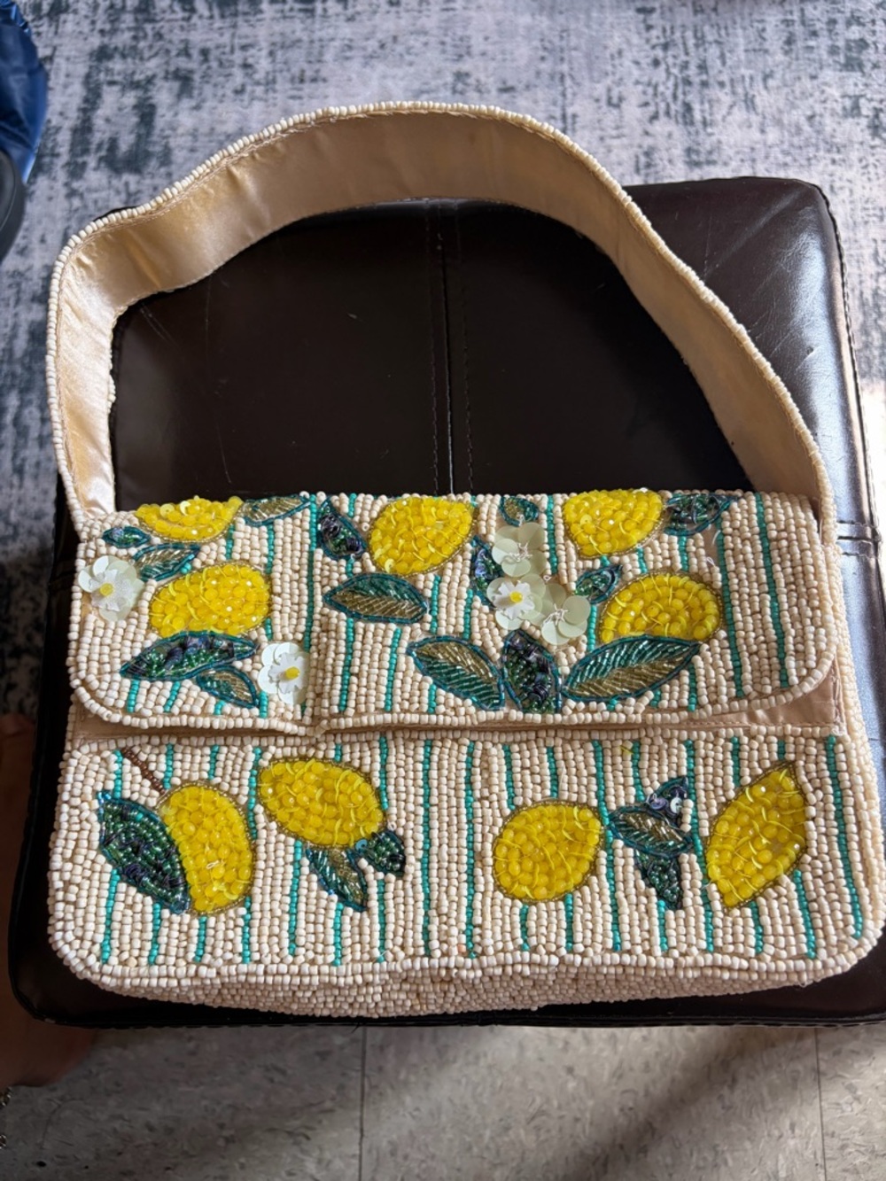 Urban Outfitters Beaded Lemon Shoulder Bag - Yellow, Cream, Green